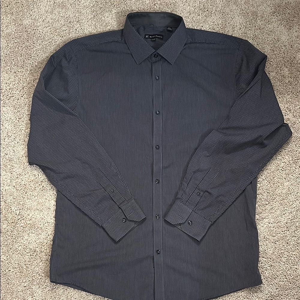 Bachrach Black Dress Shirt Long Sleeve Collared